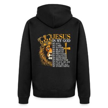 Löwe Des Juda -Glaubens An Christian Christian - Unisex Premium Bio Zip Hoodie - Schwarz - Hinten - Nico (187cm)