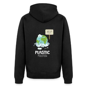 Hilfe Stop Plastikverschmutzung Umweltbewusstsein - Unisex Premium Bio Zip Hoodie - Schwarz - Hinten - Nico (187cm)