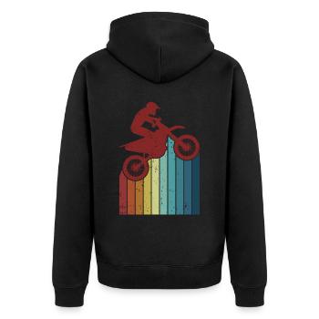 Rétro Supermotard Moto Motocross Motocross - Veste à capuche bio Premium Unisexe - noir - Dos - Nico (187cm)