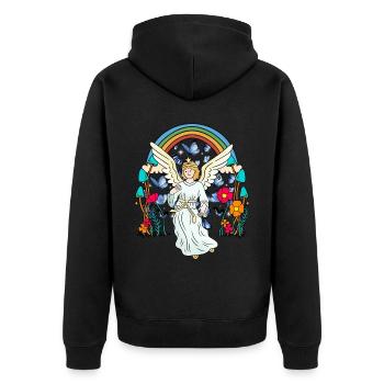 Arc en ciel Ange gardien Ange Papillons Fleur - Veste à capuche bio Premium Unisexe - noir - Dos - Nico (187cm)