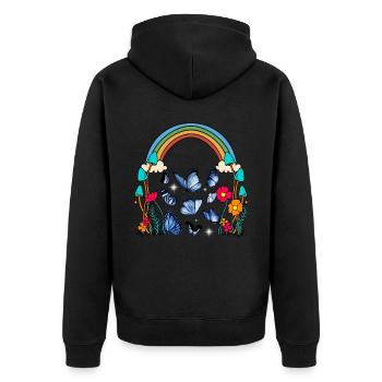 Rainbow Butterflies Nature Flowers Insect - Unisex Premium Organic Zip Hoodie - black - Back - Nico (187cm)