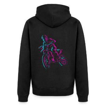 Motorcycle Racing Supermoto Riders Motocross - Unisex Premium Organic Zip Hoodie - black - Back - Nico (187cm)