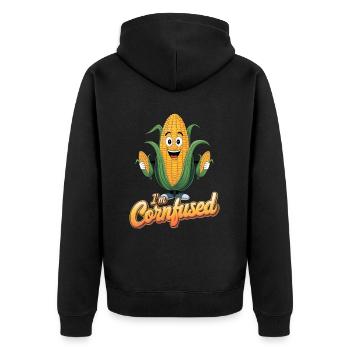 I'm Cornfused für einen Mais Esser Maiskolben Fan - Unisex Premium Bio Zip Hoodie - Schwarz - Hinten - Nico (187cm)