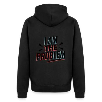 Ich Bin Das Problem Statement - Unisex Premium Bio Zip Hoodie - Schwarz - Hinten - Nico (187cm)