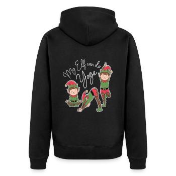 Mein Elf Kann Yoga Machen Weihnachten Yoga Spaß - Unisex Premium Bio Zip Hoodie - Schwarz - Hinten - Nico (187cm)