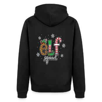 Weihnachtlicher Elf Squad Spaß Für Die Festtage - Unisex Premium Bio Zip Hoodie - Schwarz - Hinten - Nico (187cm)