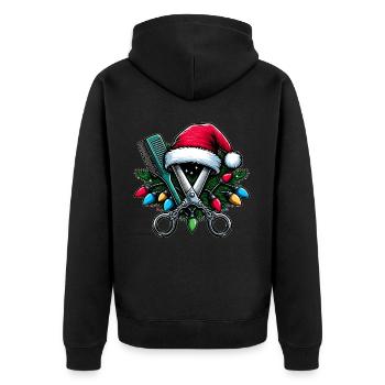 Friseur Friseurin Weihnachtsmütze Xmas - Unisex Premium Bio Zip Hoodie - Schwarz - Hinten - Nico (187cm)
