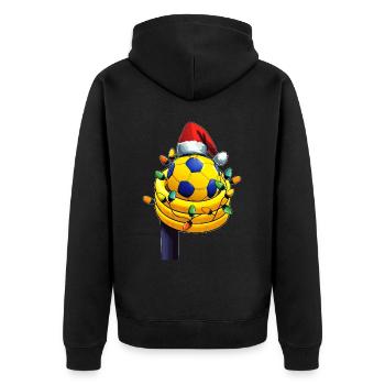 Korfball Sports Santa Hat Xmas - Unisex Premium Organic Zip Hoodie - black - Back - Nico (187cm)