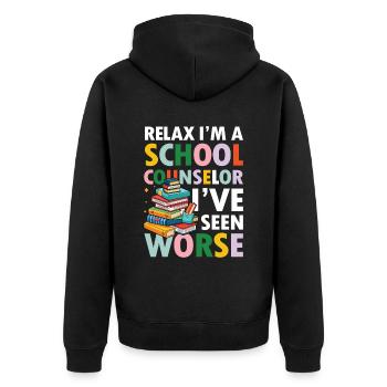I'm a School Counselor - Unisex Premium Bio Zip Hoodie - Schwarz - Hinten - Nico (187cm)