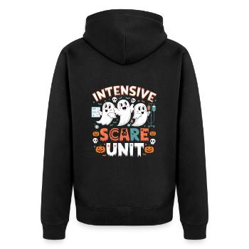 Krankenschwester Geist Gespenster Halloween - Unisex Premium Bio Zip Hoodie - Schwarz - Hinten - Nico (187cm)