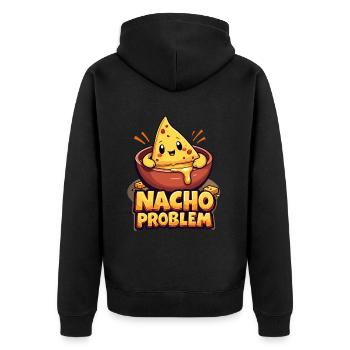 Lustige Käse-Liebhaber Nacho Problem Cartoon - Unisex Premium Bio Zip Hoodie - Schwarz - Hinten - Nico (187cm)