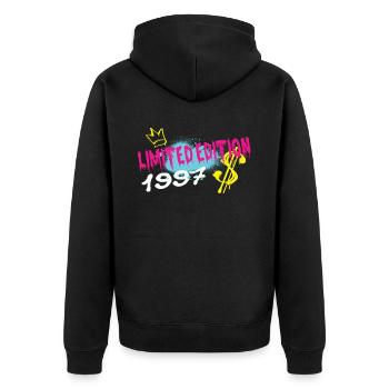 Limited Edition 1997 Geburtstag 1997 Geboren - Unisex Premium Bio Zip Hoodie - Schwarz - Hinten - Nico (187cm)