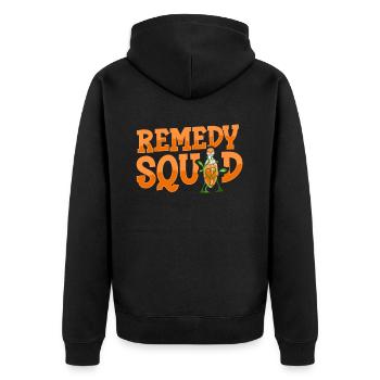 Homeopath Cadre - Unisex Premium Organic Zip Hoodie - black - Back - Nico (187cm)