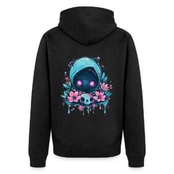 Kawaii Reaper Pastel Goth Cute Anime - Unisex Premium Bio Zip Hoodie - Schwarz - Hinten - Nico (187cm)