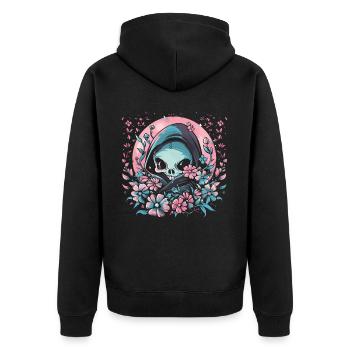 Kawaii Reaper Pastel Goth Cute Anime - Unisex Premium Bio Zip Hoodie - Schwarz - Hinten - Nico (187cm)