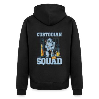 Depotbank Kader - Unisex Premium Bio Zip Hoodie - Schwarz - Hinten - Nico (187cm)