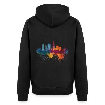 Heerenveen - Unisex Premium Bio Zip Hoodie - Schwarz - Hinten - Nico (187cm)