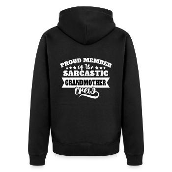 Grossmutter Sarkasmus - Unisex Premium Bio Zip Hoodie - Schwarz - Hinten - Nico (187cm)