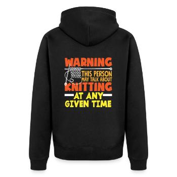 Avertissement : Tricoter cette personne parle - Veste à capuche bio Premium Unisexe - noir - Dos - Nico (187cm)