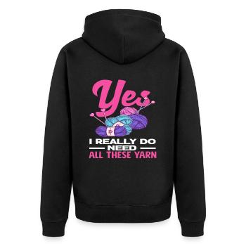 Ja Ich Brauche Diese Ganze Wolle Stricken - Unisex Premium Bio Zip Hoodie - Schwarz - Hinten - Nico (187cm)
