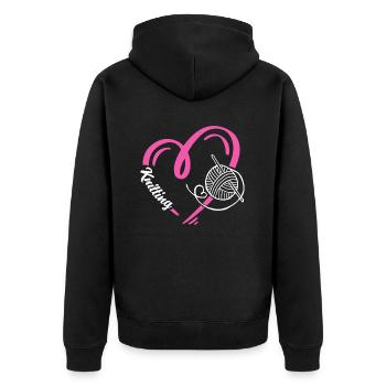 Knitting Heart Design for Lovers - Unisex Premium Organic Zip Hoodie - black - Back - Nico (187cm)