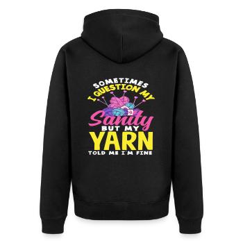 Manchmal Hinterfrage Ich Meine Vernunft Stricken - Unisex Premium Bio Zip Hoodie - Schwarz - Hinten - Nico (187cm)
