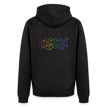 Geckos LGBT Regenbogen Schopfeidechse Gekkota - Unisex Premium Bio Zip Hoodie - Schwarz - Hinten - Nico (187cm)