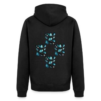 Schmetterlinge Schmetterling Kreuz Kreuze - Unisex Premium Bio Zip Hoodie - Schwarz - Hinten - Nico (187cm)