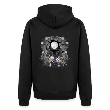 mystisch Natur Rabe Krähe Vögel Vollmond Halloween - Unisex Premium Bio Zip Hoodie - Schwarz - Hinten - Nico (187cm)