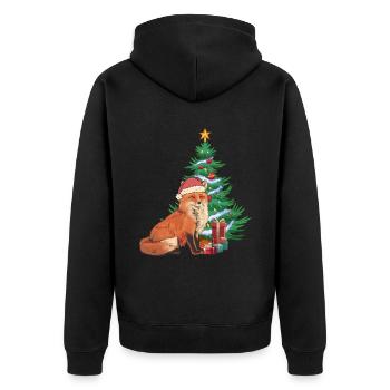 Nikolaus Fuchs Füchse Weihnachtsmann Tannenbaum - Unisex Premium Bio Zip Hoodie - Schwarz - Hinten - Nico (187cm)