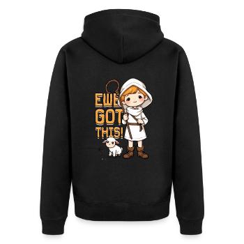 Shepherd Sheep Sheep Shepherd Ewe Got This! - Unisex Premium Organic Zip Hoodie - black - Back - Nico (187cm)