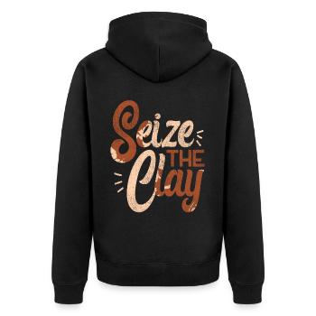 Pottery Ceramics Artist Pun Seize - Unisex Premium Organic Zip Hoodie - black - Back - Nico (187cm)