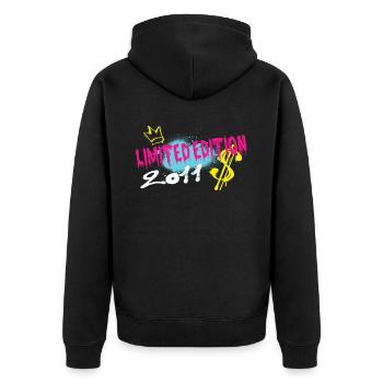 Limited Edition 2011 Geburtstag 2011 Geboren - Unisex Premium Bio Zip Hoodie - Schwarz - Hinten - Nico (187cm)