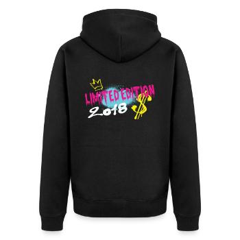 Limited Edition 2018 Geburtstag 2018 Geboren - Unisex Premium Bio Zip Hoodie - Schwarz - Hinten - Nico (187cm)
