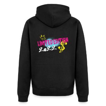 Limited Edition 2022 Geburtstag 2022 Geboren - Unisex Premium Bio Zip Hoodie - Schwarz - Hinten - Nico (187cm)