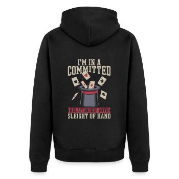 Card tricks - Unisex Premium Organic Zip Hoodie - black - Back - Nico (187cm)