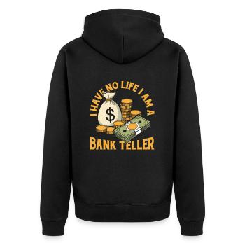 Employé de banque - Veste à capuche bio Premium Unisexe - noir - Dos - Nico (187cm)