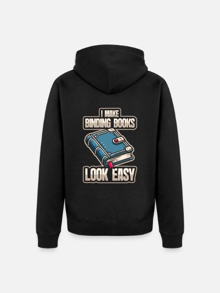 Bookbinder - Unisex Premium Organic Zip Hoodie - black