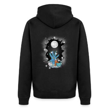 Halloween Fantasy lustig gruselig spaßig - Unisex Premium Bio Zip Hoodie - Schwarz - Hinten - Nico (187cm)