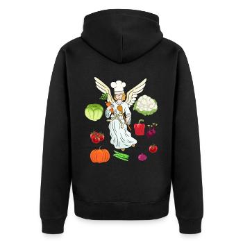 himmlisch Kochkunst Gastgeber Kochen Köche Koch - Unisex Premium Bio Zip Hoodie - Schwarz - Hinten - Nico (187cm)