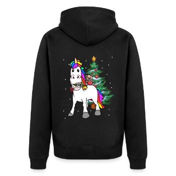 Unicorn Christmas Christmas Gift Xmas - Unisex Premium Organic Zip Hoodie - black - Back - Nico (187cm)
