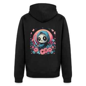 Kawaii Reaper Pastel Goth Cute Anime - Unisex Premium Bio Zip Hoodie - Schwarz - Hinten - Nico (187cm)