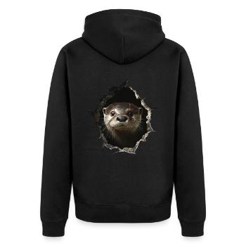 Funny Otter Otter Lover Cute Otter Zoo - Unisex Premium Organic Zip Hoodie - black - Back - Nico (187cm)