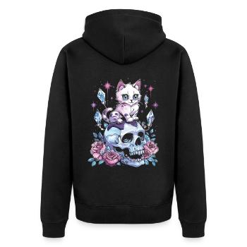 Kawaii Cat Pastel Goth Cute Anime - Unisex Premium Organic Zip Hoodie - black - Back - Nico (187cm)