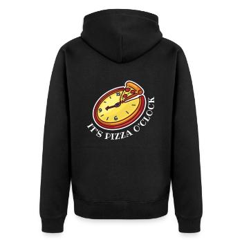 horloge pizza o’clock illustration amusante - Veste à capuche bio Premium Unisexe - noir - Dos - Nico (187cm)