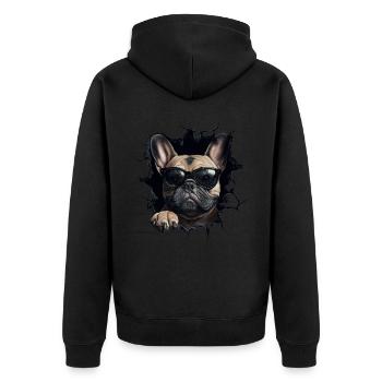 Lustiges Hunde Hundebesitzer Süßer Hund Bulldogge - Unisex Premium Bio Zip Hoodie - Schwarz - Hinten - Nico (187cm)