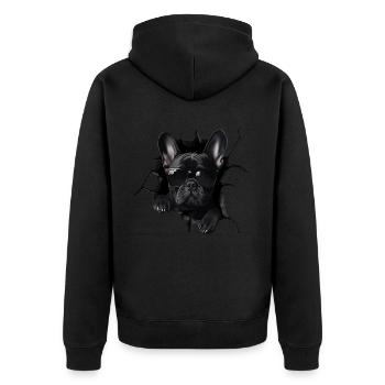 Lustiges Hunde Hundebesitzer Süßer Hund Bulldogge - Unisex Premium Bio Zip Hoodie - Schwarz - Hinten - Nico (187cm)