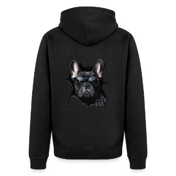 Lustiges Hunde Hundebesitzer Süßer Hund Bulldogge - Unisex Premium Bio Zip Hoodie - Schwarz - Hinten - Nico (187cm)