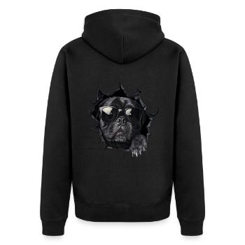 Lustiges Hunde Hundebesitzer Süßer Hund Bulldogge - Unisex Premium Bio Zip Hoodie - Schwarz - Hinten - Nico (187cm)