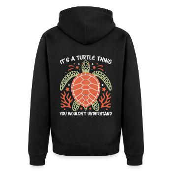 Schildkröte Spruch Lustiges Schildkröten Geschenk - Unisex Premium Bio Zip Hoodie - Schwarz - Hinten - Nico (187cm)